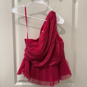 Anthropologie Hutch Lia Top One Shoulder Raspberry Pink Medium NWT Peplum $165